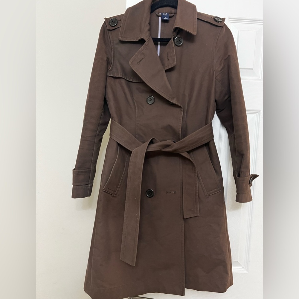 GAP Dark Brown Double-Breasted Trench Coat - Picture 6 of 15